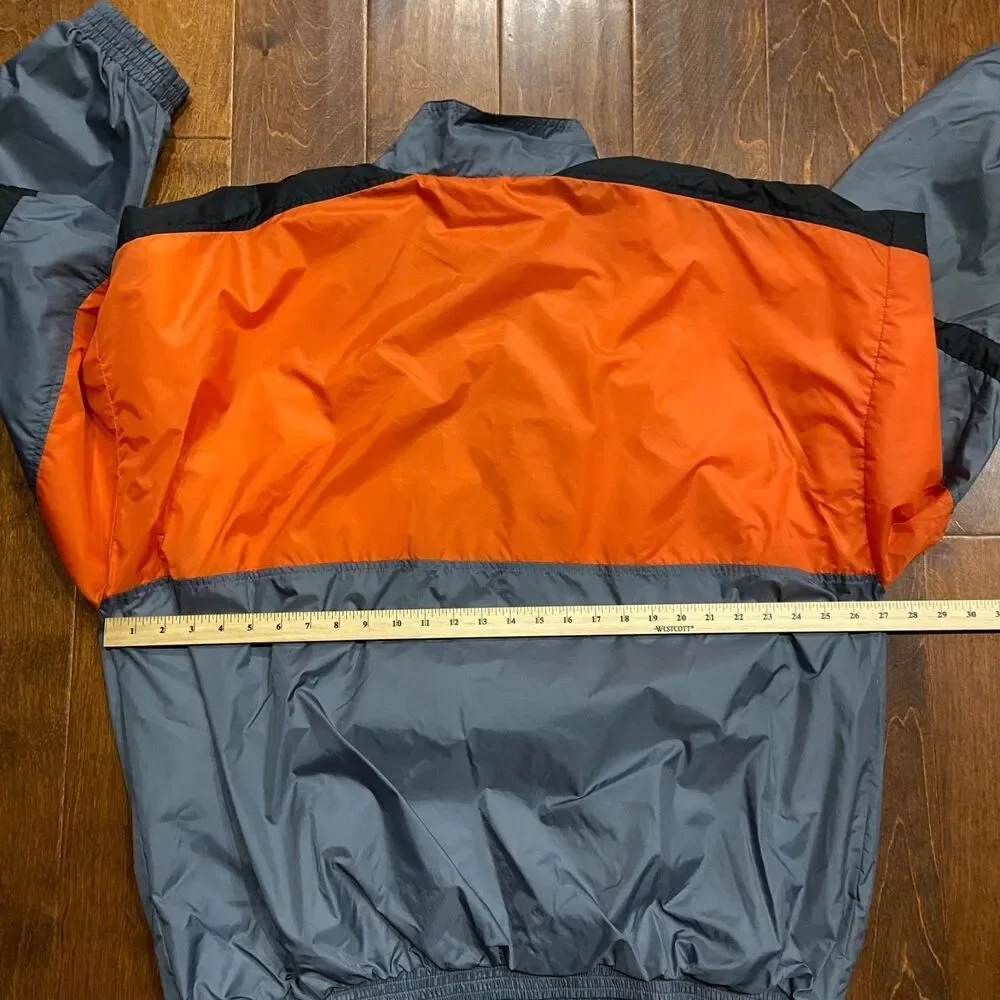 Reebok Vintage 90s Color Block Orange Gray Black Windbreaker Jacket Men's XXL